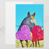 Papeterie Cheval blanc et Brown Valentine Coeurs (Devant / Derrière)