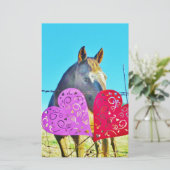 Papeterie Cheval blanc et Brown Valentine Coeurs (Debout devant)