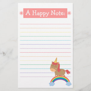 Papeterie Cheval Brun Kawaii essayant d'être une Licorne