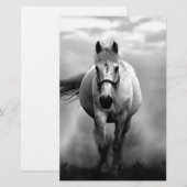 Papeterie Cheval courant noir blanc Liberté (Devant / Derrière)