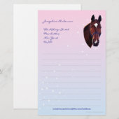 Papeterie Cheval de châtaigne avec le papier à lettres blanc (Devant / Derrière)