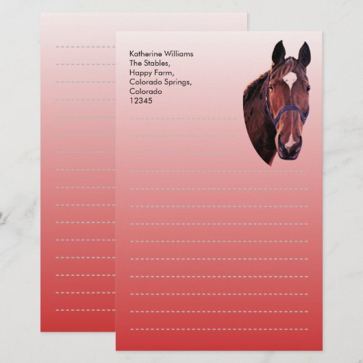 Papeterie Cheval de châtaignes (Devant / Derrière)