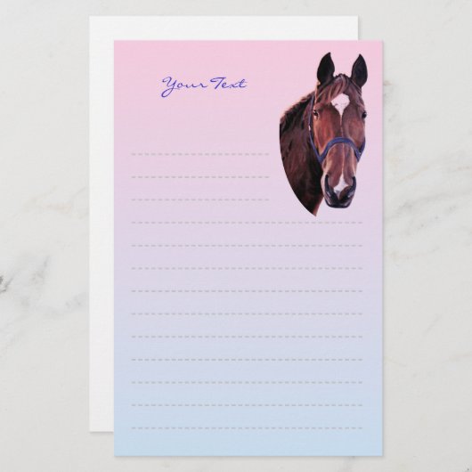 Papeterie Cheval de châtaignier avec papier d'écriture d'éto (Devant / Derrière)