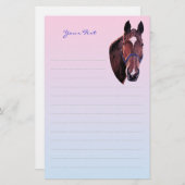 Papeterie Cheval de châtaignier avec papier d'écriture étoil (Devant / Derrière)