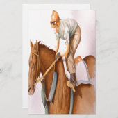 Papeterie Cheval de course et Jockey (Devant / Derrière)