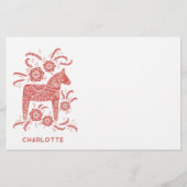 Papeterie Cheval de Dala scandinave rouge Personnalisé (Devant)