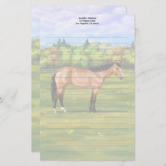 Papeterie Cheval du Quartier des Dun Buckskin (Devant / Derrière)