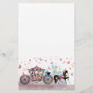 Papeterie Cheval et chariot de conte de fées avec des fleurs