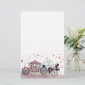 Papeterie Cheval et chariot de conte de fées avec des fleurs (Debout devant)
