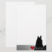 Papeterie Chevaux de Coeur I Coeur Rouge (argent métallique) (Devant / Derrière)