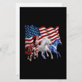 Papeterie Chevaux États-Unis Drapeau américain Cheval (Devant / Derrière)