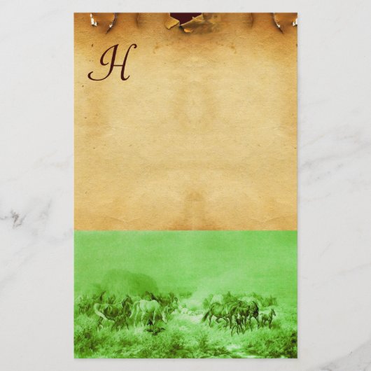 Papeterie CHEVAUX GRAZER PARCHEMENT MONOGRAM Vert Brown (Devant)
