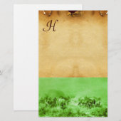 Papeterie CHEVAUX GRAZER PARCHEMENT MONOGRAM Vert Brown (Devant / Derrière)