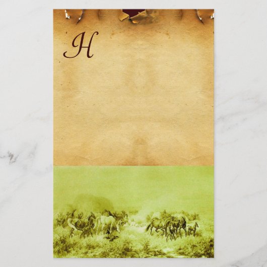 Papeterie CHEVAUX GRAZER PARCHEMENT MONOGRAM Vert Brown (Devant)