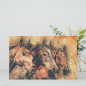 Papeterie Chevaux Peinture d'aquarelle artistique (Debout devant)