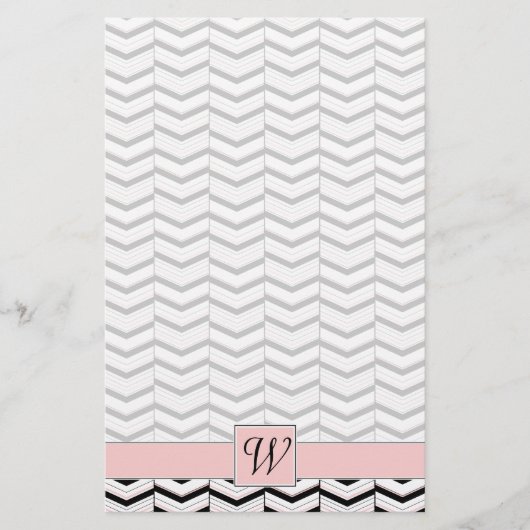 Papeterie Chevron noir blanc et blanc (Devant)