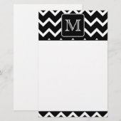 Papeterie Chevron noir et blanc avec le monogramme fait sur (Devant / Derrière)