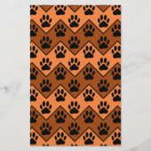Papeterie Chevron Orange Brown Avec Motif Paw Chien (Devant)