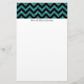 Papeterie Chevron Parties scintillant turquoise (Devant)