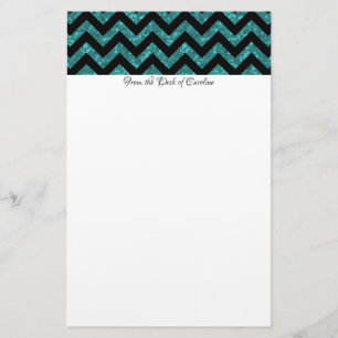 Papeterie Chevron Parties scintillant turquoise