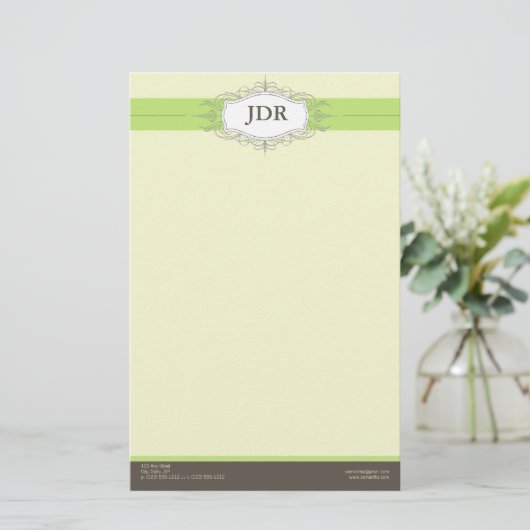 Papeterie Chic Deco Lime Customisée (Debout devant)