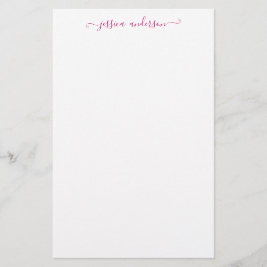 Papeterie Chic Moderne Fille Magenta Pink Script Calligraphi (Devant)