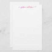 Papeterie Chic Moderne Fille Magenta Pink Script Calligraphi (Devant / Derrière)