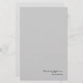 Papeterie Chic Nom de calligraphie de script unique Gris  (Devant / Derrière)