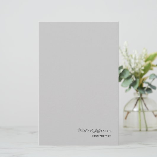 Papeterie Chic Script Calligraphique Nom Gris Unique (Debout devant)