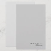 Papeterie Chic Script Calligraphique Nom Gris Unique  (Devant / Derrière)