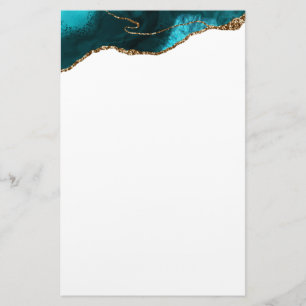 Papeterie Chic Turquoise Gold Parties scintillant Agate Mode
