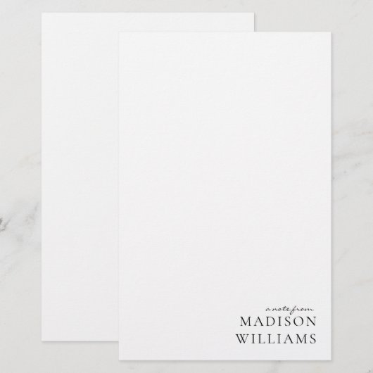 Papeterie Chic Une Note De Typographie Script (Devant / Derrière)