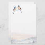 Papeterie Chickadee Bird in Winter Christmas (Devant / Derrière)