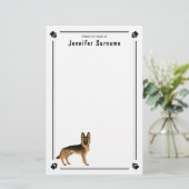 Papeterie Chien Berger Allemand Noir Et Tan Avec Texte Perso (Debout devant)