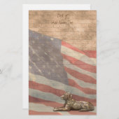 Papeterie Chien de drapeau américain stationnaire (Devant / Derrière)