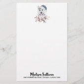 Papeterie Chien de Noël Husky dans un chapeau de Père Noël (Devant)