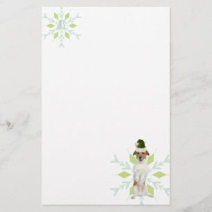 Papeterie Chien de Père Noël JRT Noël vert Monogramme