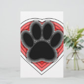 Papeterie Chien Paw Dans Le Coeur Rouge Avec Les Outlines (Debout devant)