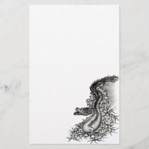 Papeterie Chine Dragon, noir et blanc Design en Tattoostyl