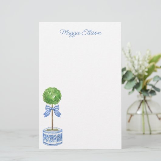 Papeterie Chinoiserie Aquarelle Bow Topiery (Debout devant)