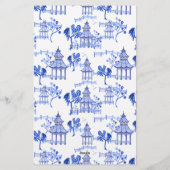 Papeterie Chinoiserie Aquarelle Pagode Bleue (Dos)