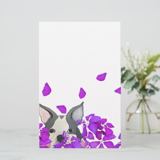 Papeterie Chiot en fleurs (Debout devant)