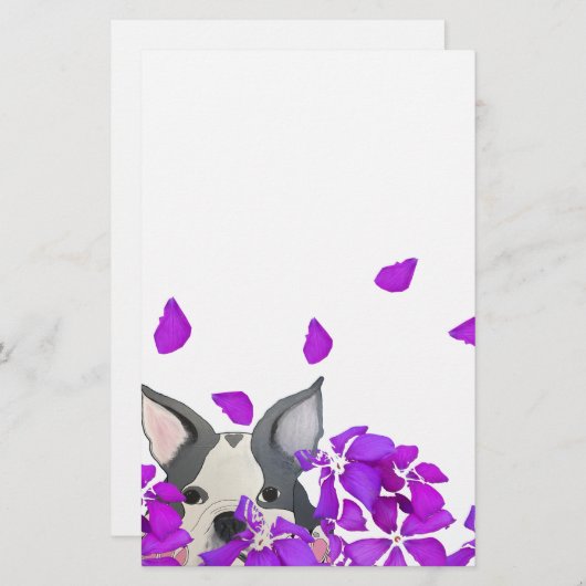 Papeterie Chiot en fleurs (Devant / Derrière)