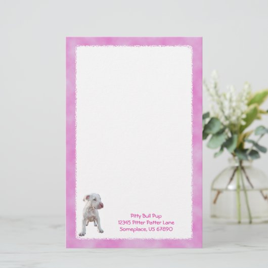 Papeterie Chiot Pitbull blanc (Debout devant)