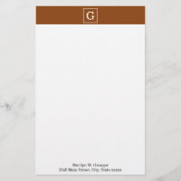 Chocolat Brown blanc encadré Monogramme initial