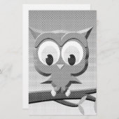 Papeterie Chouette À Papier En Noir Et Blanc (Devant / Derrière)