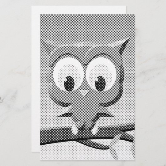 Papeterie Chouette À Papier En Noir Et Blanc (Devant / Derrière)