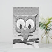 Papeterie Chouette À Papier En Noir Et Blanc (Debout devant)
