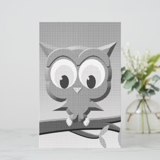 Papeterie Chouette À Papier En Noir Et Blanc (Debout devant)