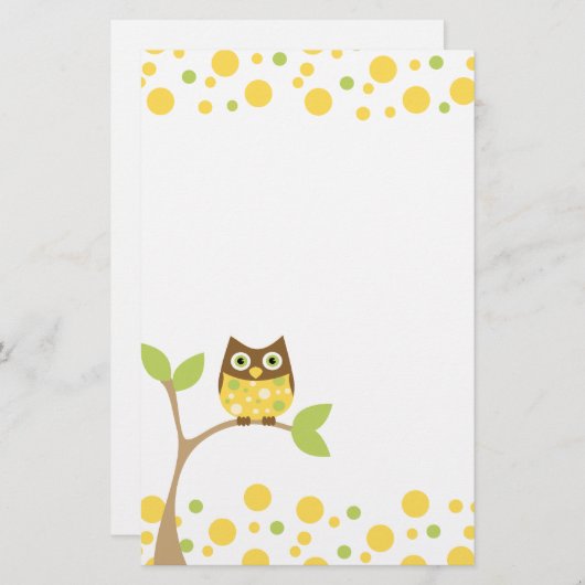 Papeterie Chouette-bébé jaune (Devant / Derrière)